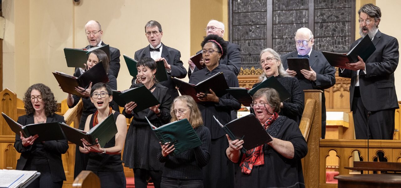 Photo of the Arlington-Belmont Chamber Chorus performing.