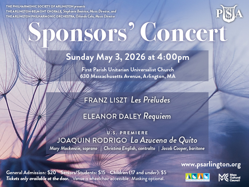 Flyer for the PSA May 3, 2026, Sponsors' Concert